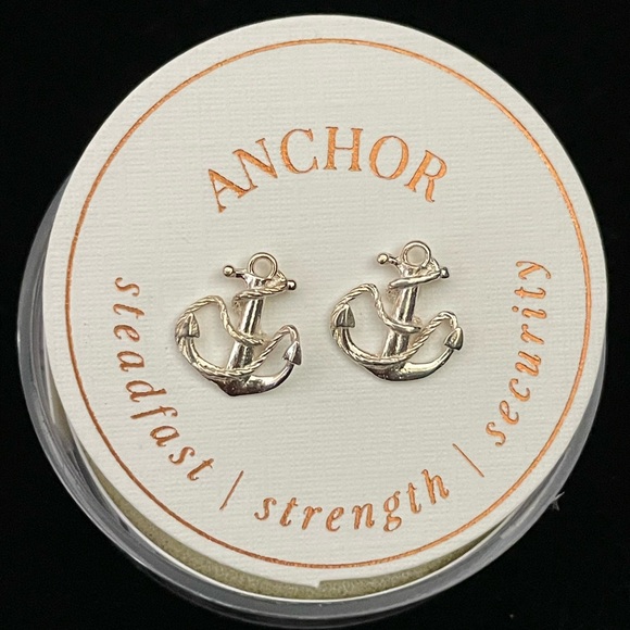 Alex and Ani Anchor Stud .925 Sterling Silver Post Earrings - Picture 3 of 10